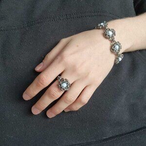 Vintage light blue and silver ring size 7